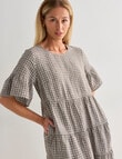 Zest Linen Tiered Dress, Green Gingham product photo View 04 S