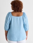 Studio Curve Button Front Top, Light Chambray product photo View 02 S