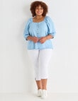 Studio Curve Button Front Top, Light Chambray product photo View 03 S