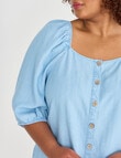 Studio Curve Button Front Top, Light Chambray product photo View 04 S