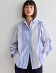 Jigsaw Laura Abstract Stripe Long Sleeve Shirt, Blue product photo