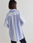 Jigsaw Laura Abstract Stripe Long Sleeve Shirt, Blue product photo View 02 S