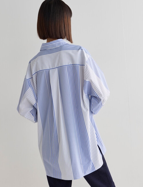 Jigsaw Laura Abstract Stripe Long Sleeve Shirt, Blue product photo View 02 L