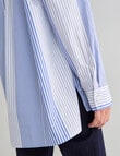 Jigsaw Laura Abstract Stripe Long Sleeve Shirt, Blue product photo View 06 S