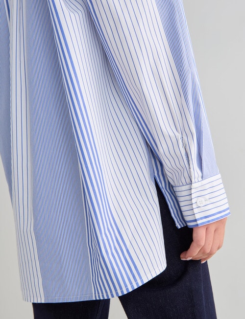 Jigsaw Laura Abstract Stripe Long Sleeve Shirt, Blue product photo View 06 L