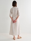 Jigsaw Peta Stripe Pleated V Neck Midi Dress, White & Blue product photo View 02 S