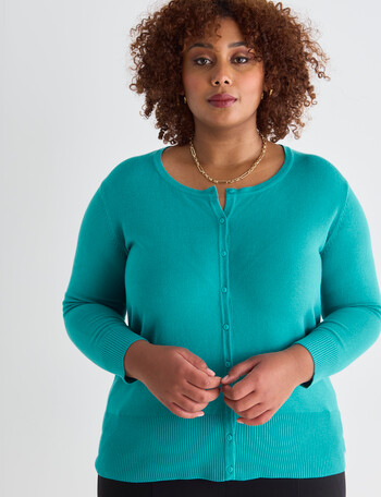 Studio Curve Classic Cardigan, Teal product photo