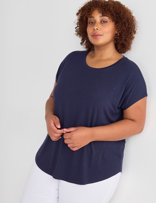 Studio Curve Boxy Tee with Jewel Spot, Midnight product photo