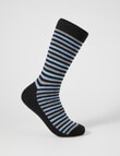 Mazzoni Merino Acrylic-Blend Stripe Dress Sock, Black, Blue & Grey product photo