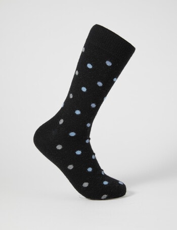 Mazzoni Merino Acrylic-Blend Spot Dress Sock, Black, Blue & Grey product photo