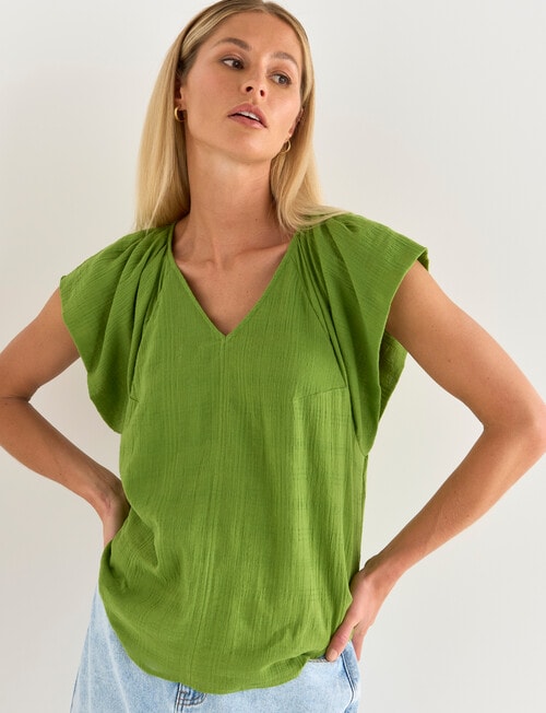 Zest Textured Puff Sleeve Top, Chartreuse product photo View 05 L