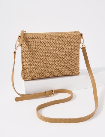 Zest Raffia Pouch Crossbody Bag, Natural product photo