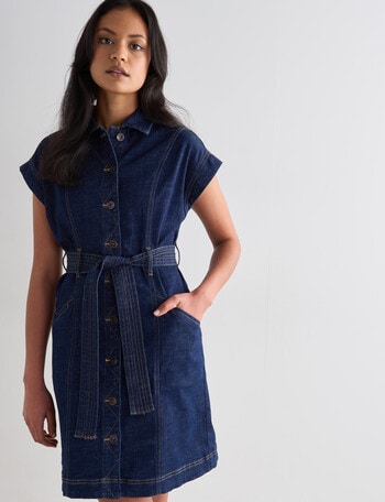 Denim Republic Belted Dress, Rinse product photo