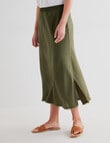 Zest Linen Bias Cut Skirt, Khaki product photo