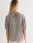 Zest Linen Raglan Top, Green Gingham product photo View 05 S