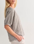 Zest Linen Raglan Top, Green Gingham product photo View 06 S