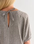 Zest Linen Raglan Top, Green Gingham product photo View 08 S