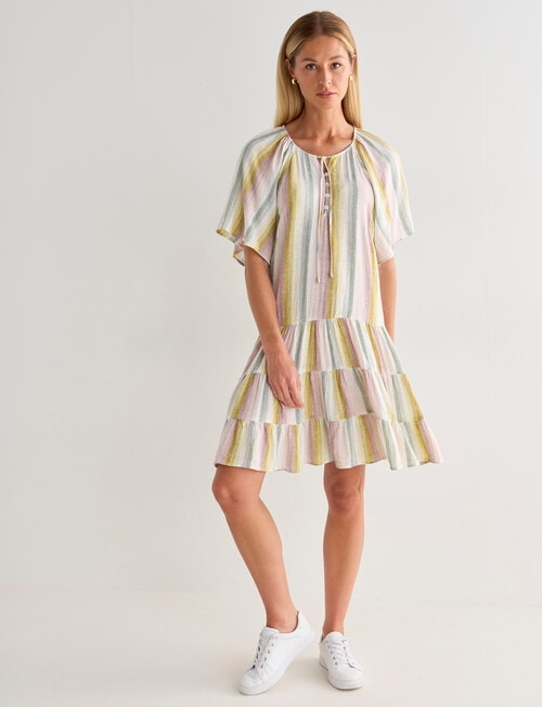 Zest Tiered Midi Dress, Multi Stripe product photo View 03 L