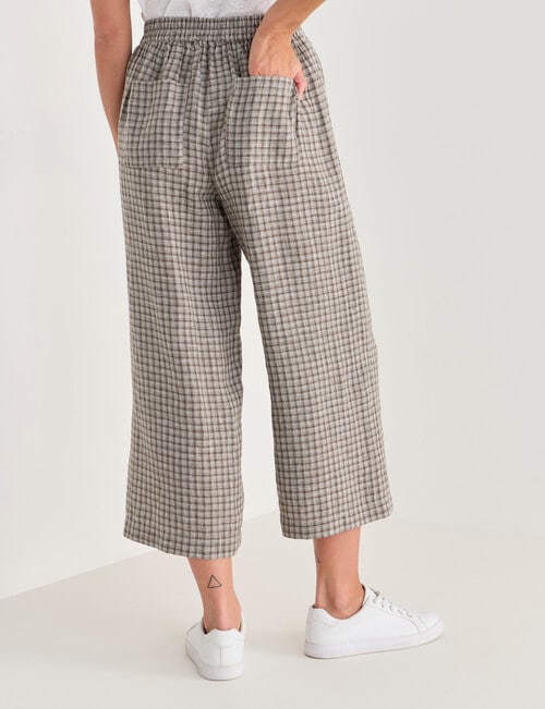 Zest Linen Button Crop Pant, Green Gingham product photo View 02 L