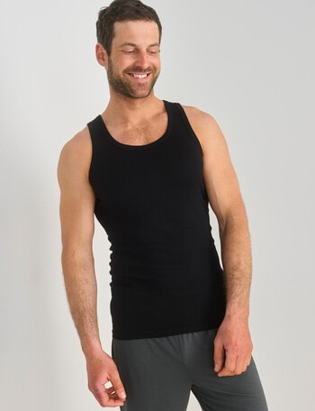 Mazzoni Cotton Rib Singlet, Black product photo