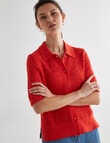 Jigsaw Bosley Linen Blend Polo Sweater, Ruby product photo View 05 S