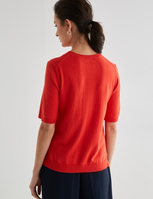 Jigsaw Juliette Cotton Cashmere Tee, Ruby product photo View 02 L