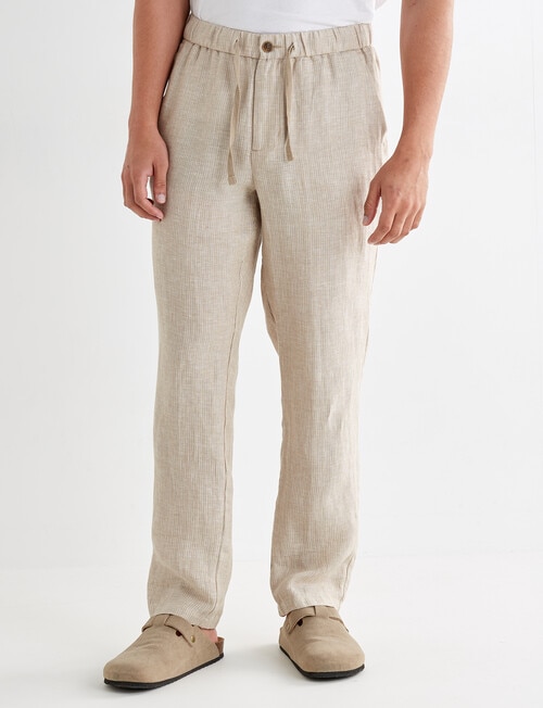 Gasoline Textured Herringbone Linen Pants, Natural product photo