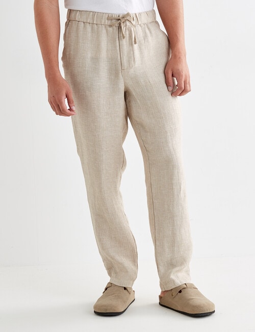 Gasoline Textured Herringbone Linen Pants, Natural product photo View 05 L