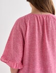 Studio Curve Linen Blend Frill Hem Peasant Top, Pink product photo View 06 S