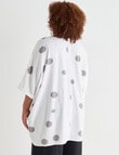 Studio Curve Spot Linen Blend Pocket Front Tunic, White & Silver product photo View 02 S