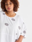 Studio Curve Spot Linen Blend Pocket Front Tunic, White & Silver product photo View 04 S