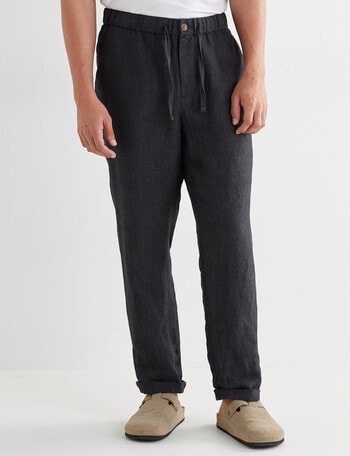 Gasoline Textured Linen Pants, Graphite product photo