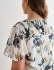 Studio Curve Collection V-Neck Flutter Sleeve Top, Sage Floral product photo View 06 S