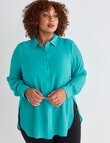 Studio Curve Long Sleeve Magic Shirt, Teal product photo