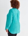 Studio Curve Long Sleeve Magic Shirt, Teal product photo View 02 S