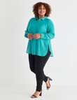 Studio Curve Long Sleeve Magic Shirt, Teal product photo View 03 S