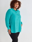 Studio Curve Long Sleeve Magic Shirt, Teal product photo View 05 S