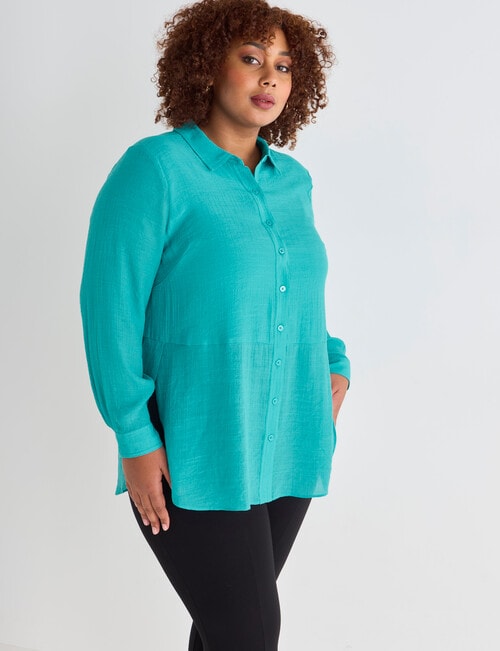 Studio Curve Long Sleeve Magic Shirt, Teal product photo View 05 L