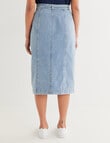 Denim Republic Button Front Midi Skirt, Mid Wash product photo View 02 S