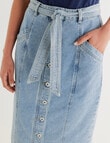 Denim Republic Button Front Midi Skirt, Mid Wash product photo View 04 S