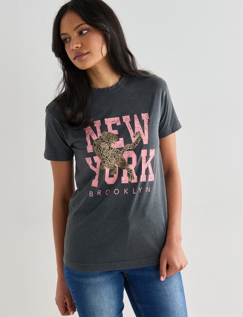 Denim Republic Vintage Wash Tee, Grey product photo