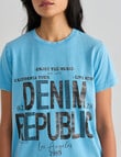 Denim Republic Foil Print Tee, Blue product photo View 04 S