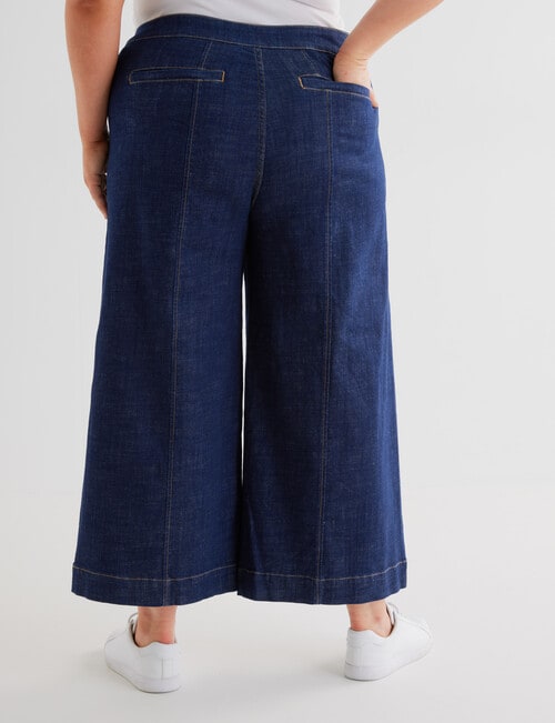 Denim Republic Curve Seam Front Wide Leg Crop Jeans, Dark Rinse product photo View 02 L