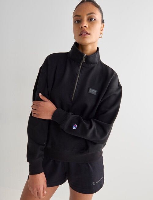 Champion Rochester Base Quarter Zip Sweatshirt, Black product photo View 05 L