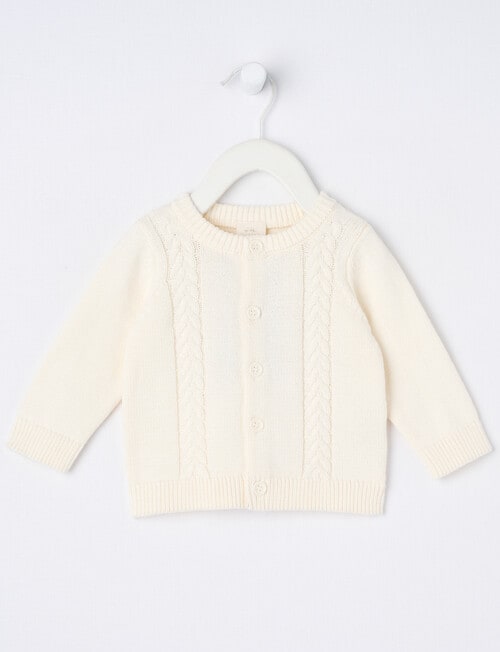 Little Bundle Cable Knit Cardigan, Vanilla product photo