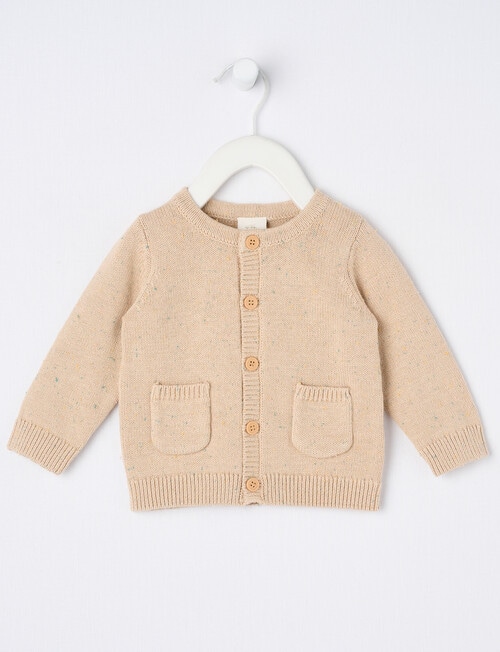 Little Bundle Crew Neck Knit Cardigan, Speckled product photo