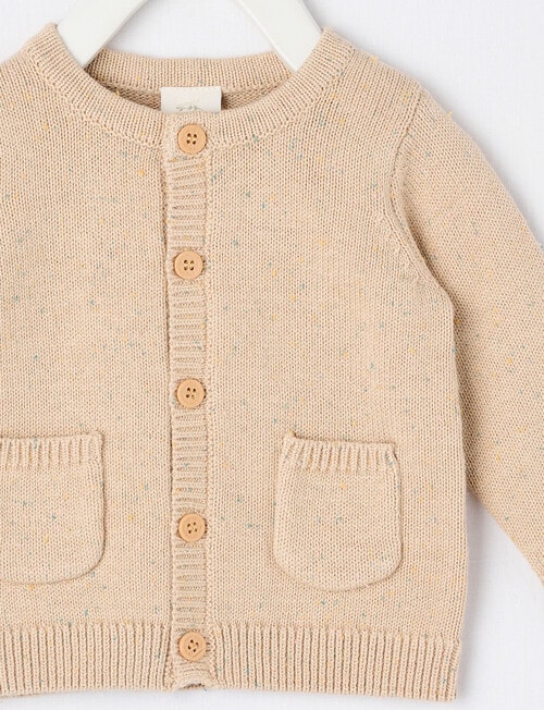 Little Bundle Crew Neck Knit Cardigan, Speckled product photo View 02 L