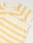 Little Bundle Stripe Knit Top & Shots, 2-Piece Set, Tan product photo View 02 S