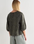 Zest Linen Seam Sleeve Top, Animal Print product photo View 02 S