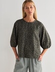 Zest Linen Seam Sleeve Top, Animal Print product photo View 05 S